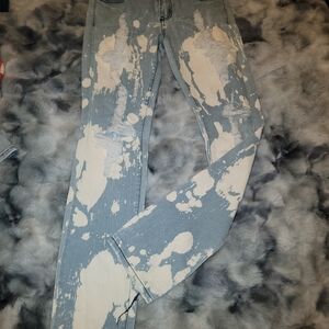 Distressed Blue and White Women Jeans